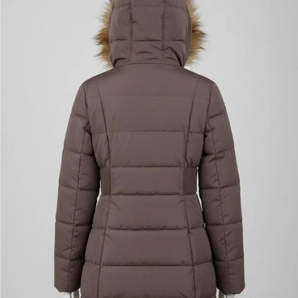 Ivanka Trump Brown Puffer Jacket with Faux Fur Trim - Picture 2 of 6